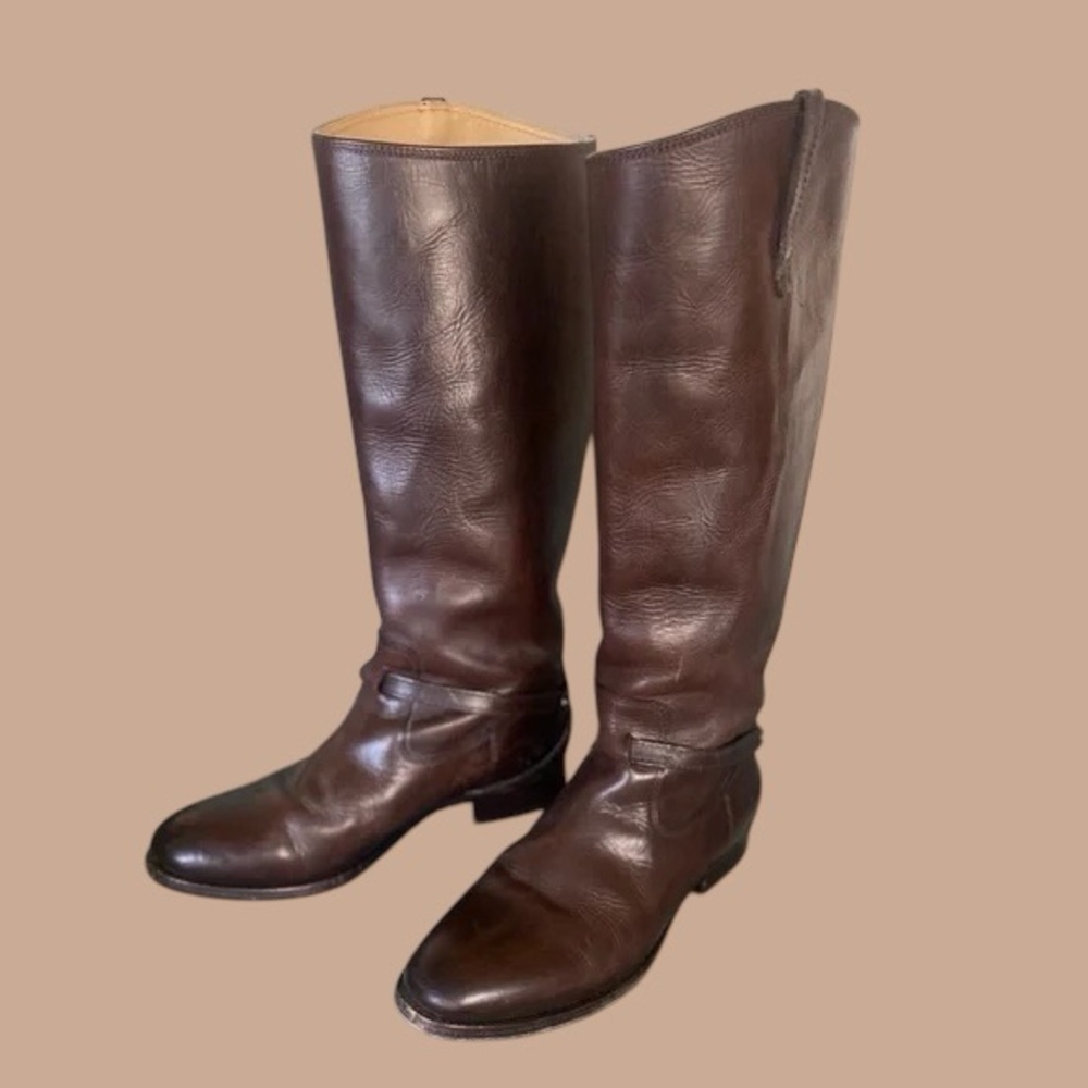 Frye Lindsey Plate Tall Brown Boots Size 7.5